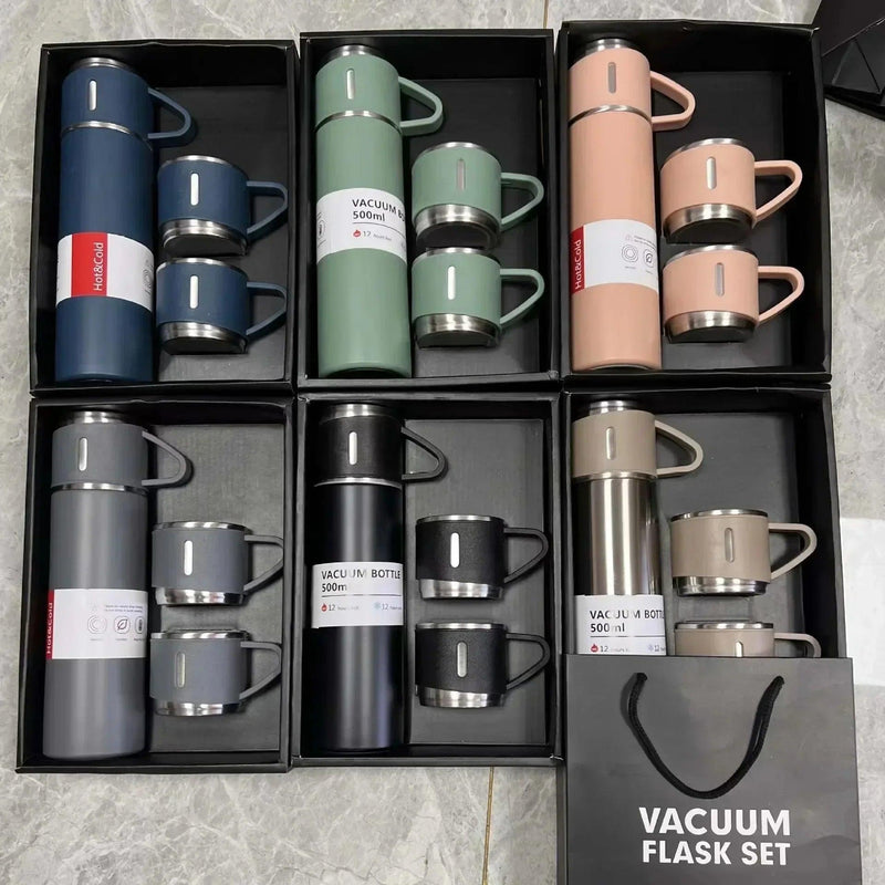 Garrafa Térmica Isolada a Vácuo em Aço Inoxidável 500ml – Caneca de Café Empresarial Portátil e Elegante