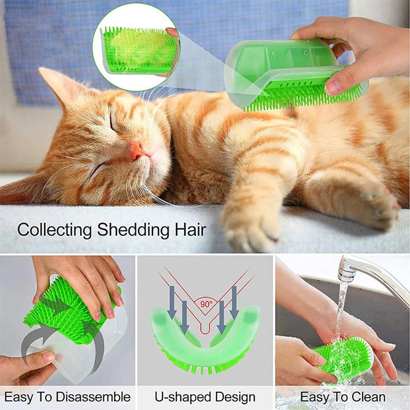 Arranhador e Massageador para Gatos - Escova de Cuidados para Pets e Remoção de Pelos