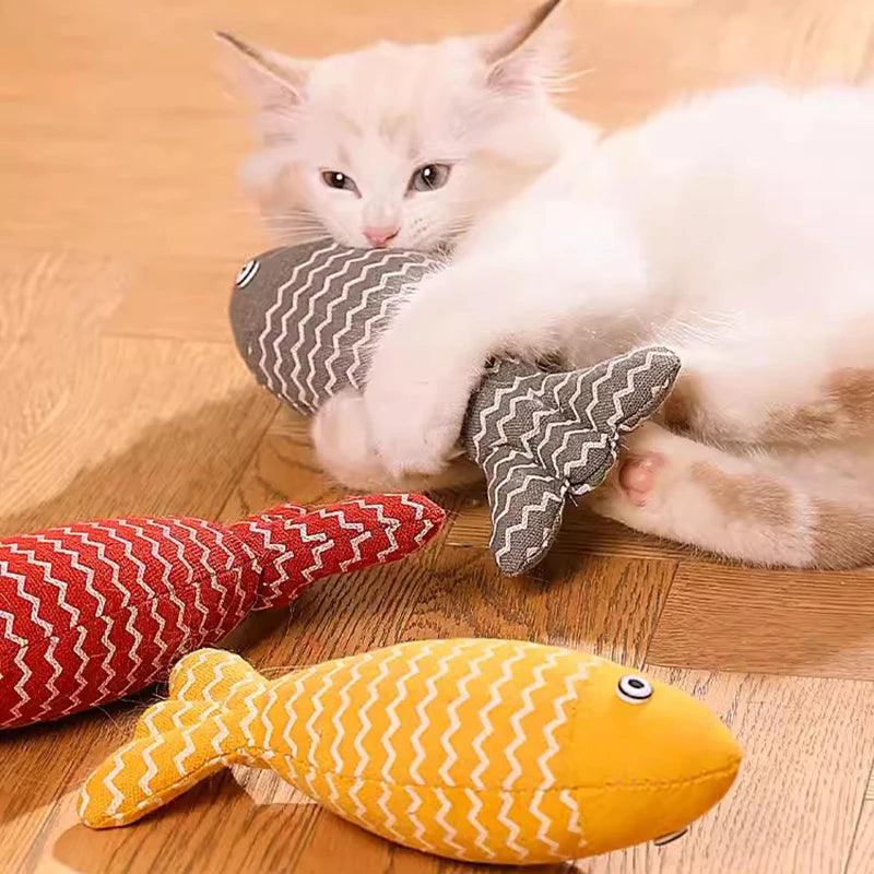 Brinquedo Interativo para Gato - Peixe Simulado com Catnip e Fidget