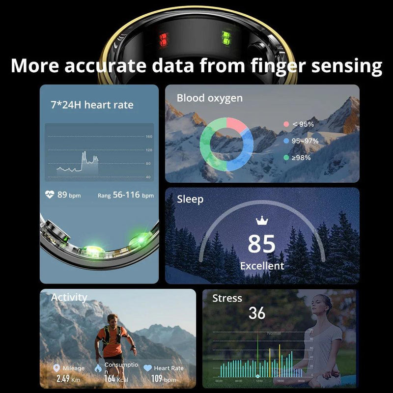 COLMI R06 Smart Ring - Monitor de Frequência Cardíaca e Oxigênio, Waterproof e Multi-Esporte