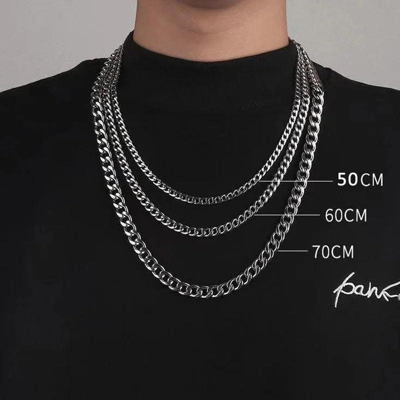 Corrente de Aço Inoxidável Cuban Link para Homens - Hip Hop, 3/5/7/9MM, Estilo Rapper