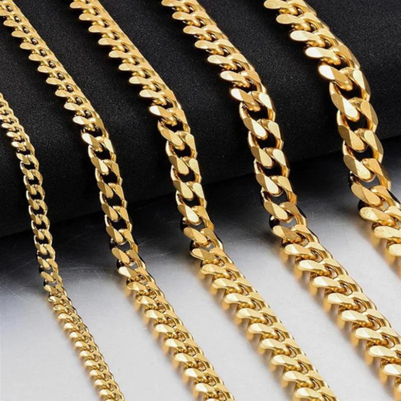 Corrente de Aço Inoxidável Cuban Link para Homens - Hip Hop, 3/5/7/9MM, Estilo Rapper