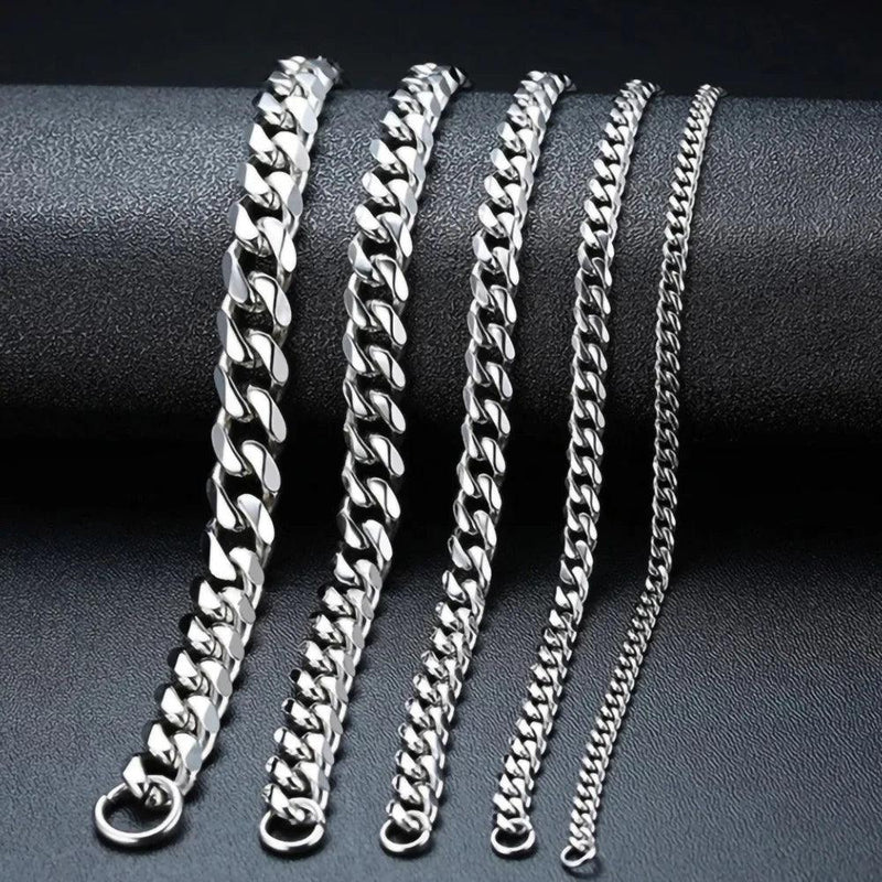 Corrente de Aço Inoxidável Cuban Link para Homens - Hip Hop, 3/5/7/9MM, Estilo Rapper